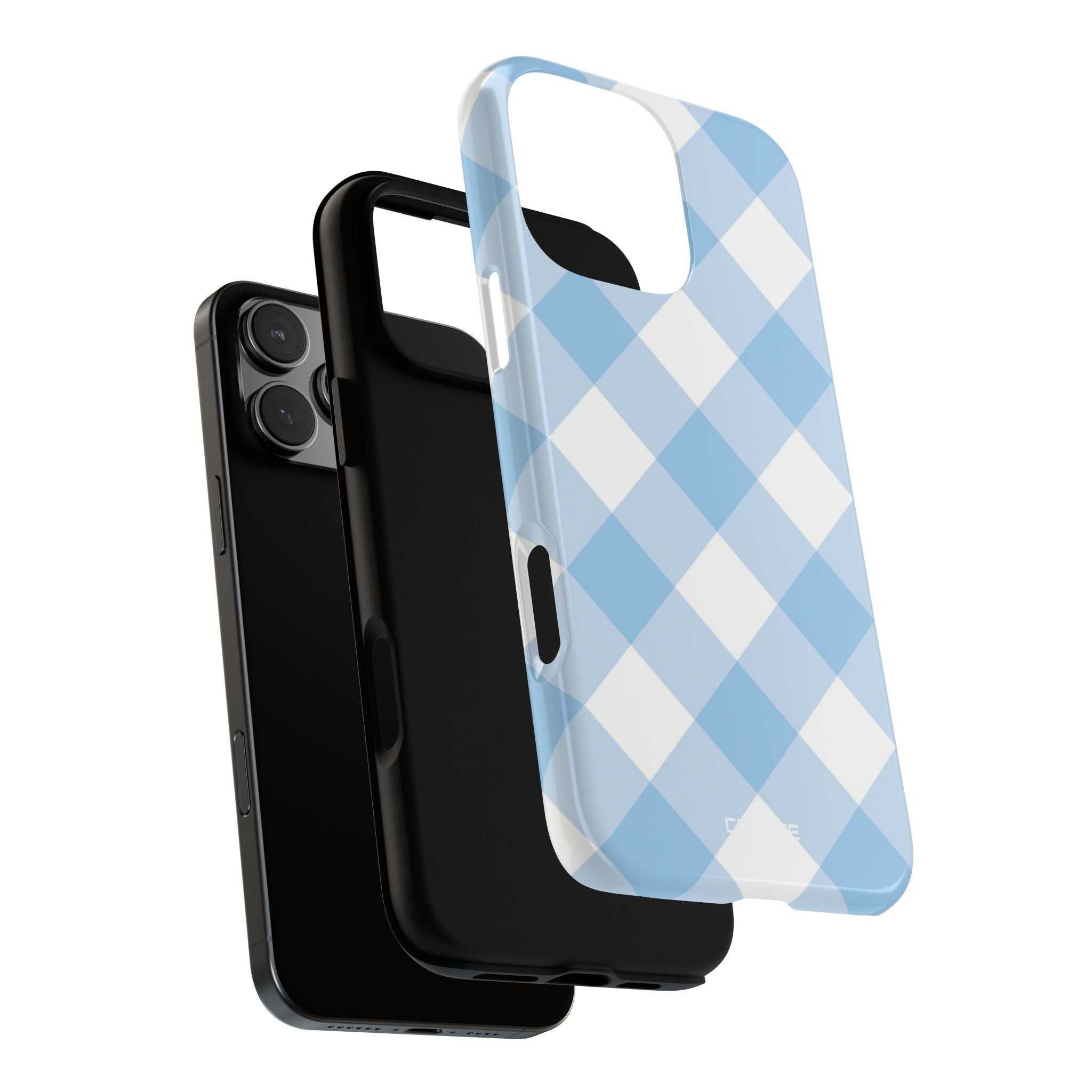Soft Blue Gingham Elegance - iPhone Case