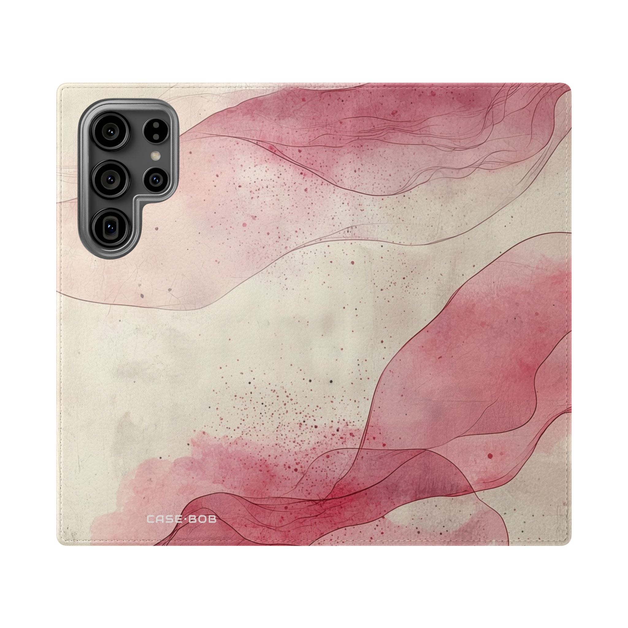 Crimson Ribbon Waves - Samsung S23 Ultra Case - Wallet