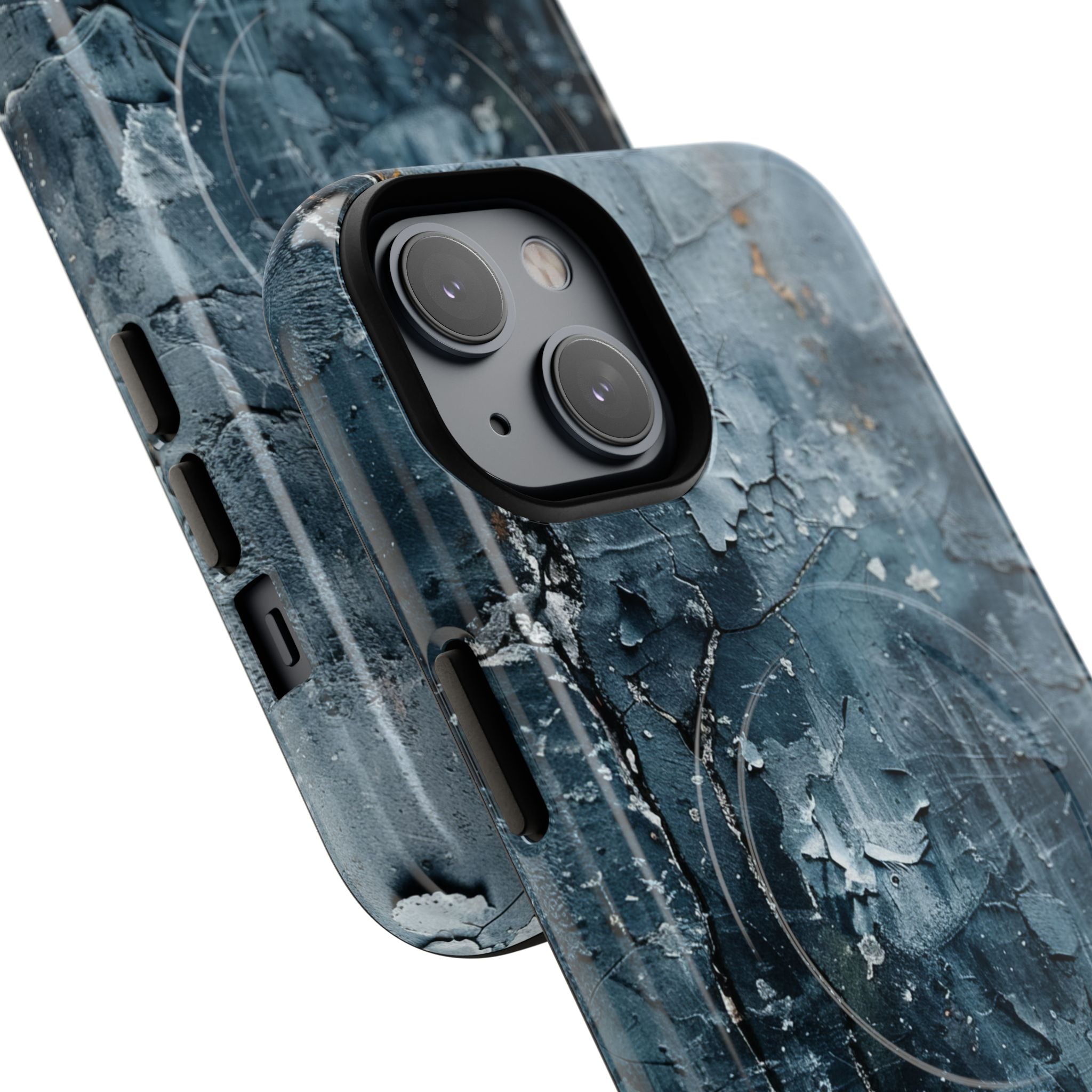 Weathered Blue Tapestry with Cracked Layers iPhone 14 | Tough+ Phone Case