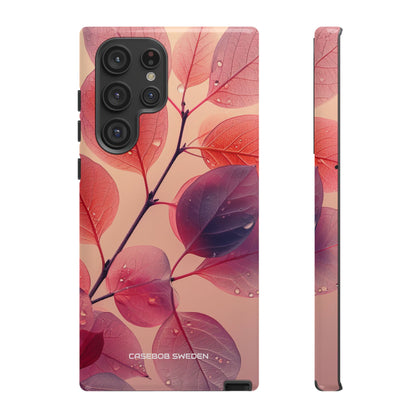 Pink Serenity Leaf Design - Tough Samsung S22 Phone Case