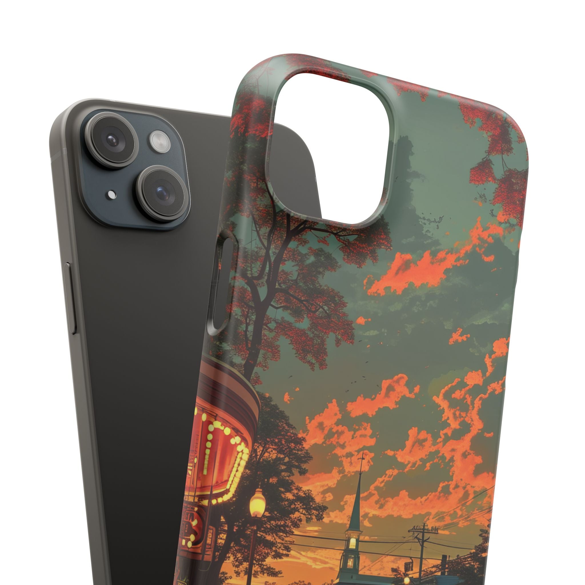 Mid-Century Nostalgia Streetscape iPhone 15 - Slim Phone Case