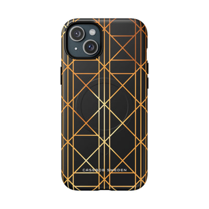 Golden Geometric Elegance iPhone 15 | Tough+ Phone Case