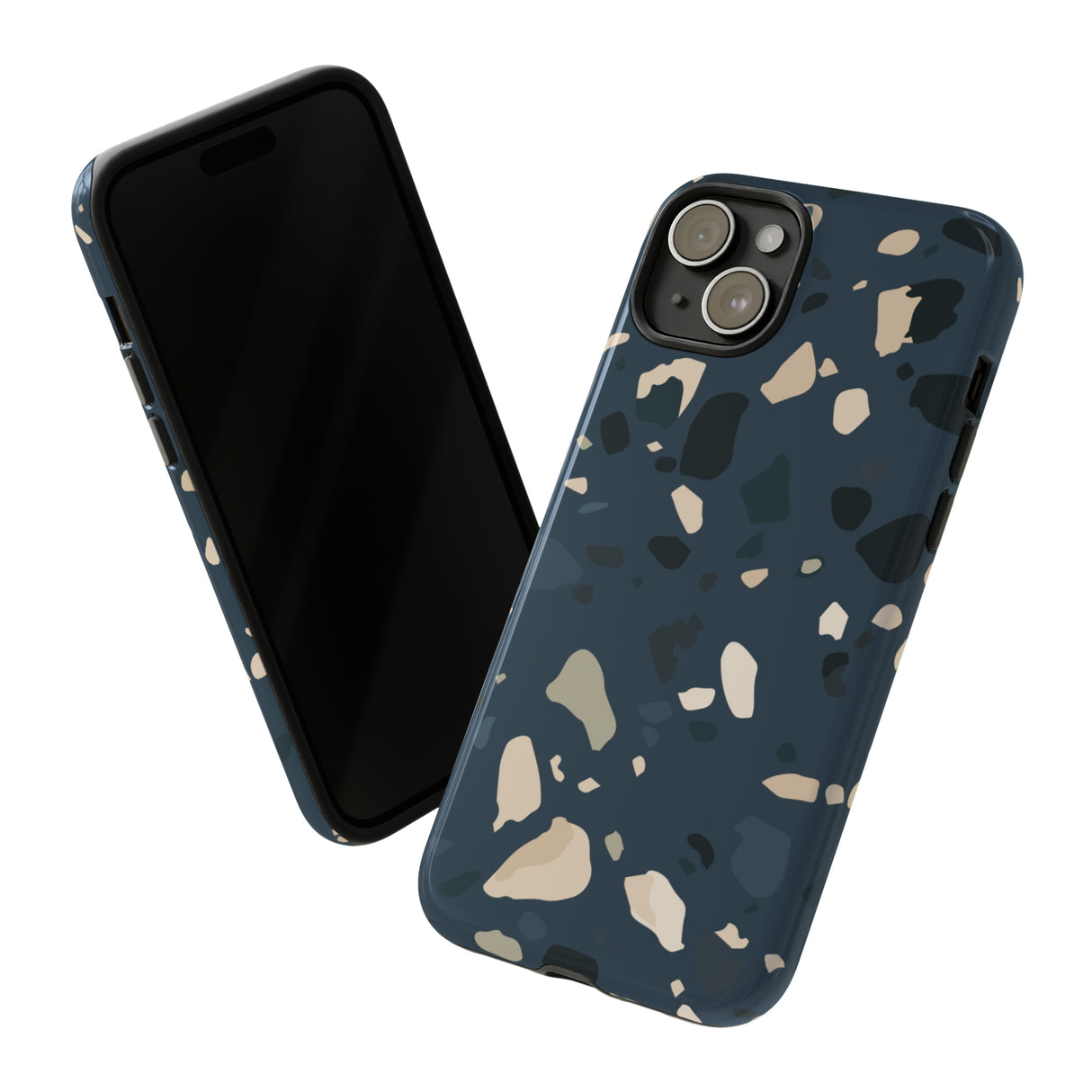 Dark Blue Terrazzo - Protective Phone Case