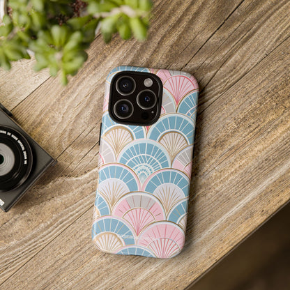 Art Deco Pastel Fan Pattern - Tough iPhone 16 Phone Case