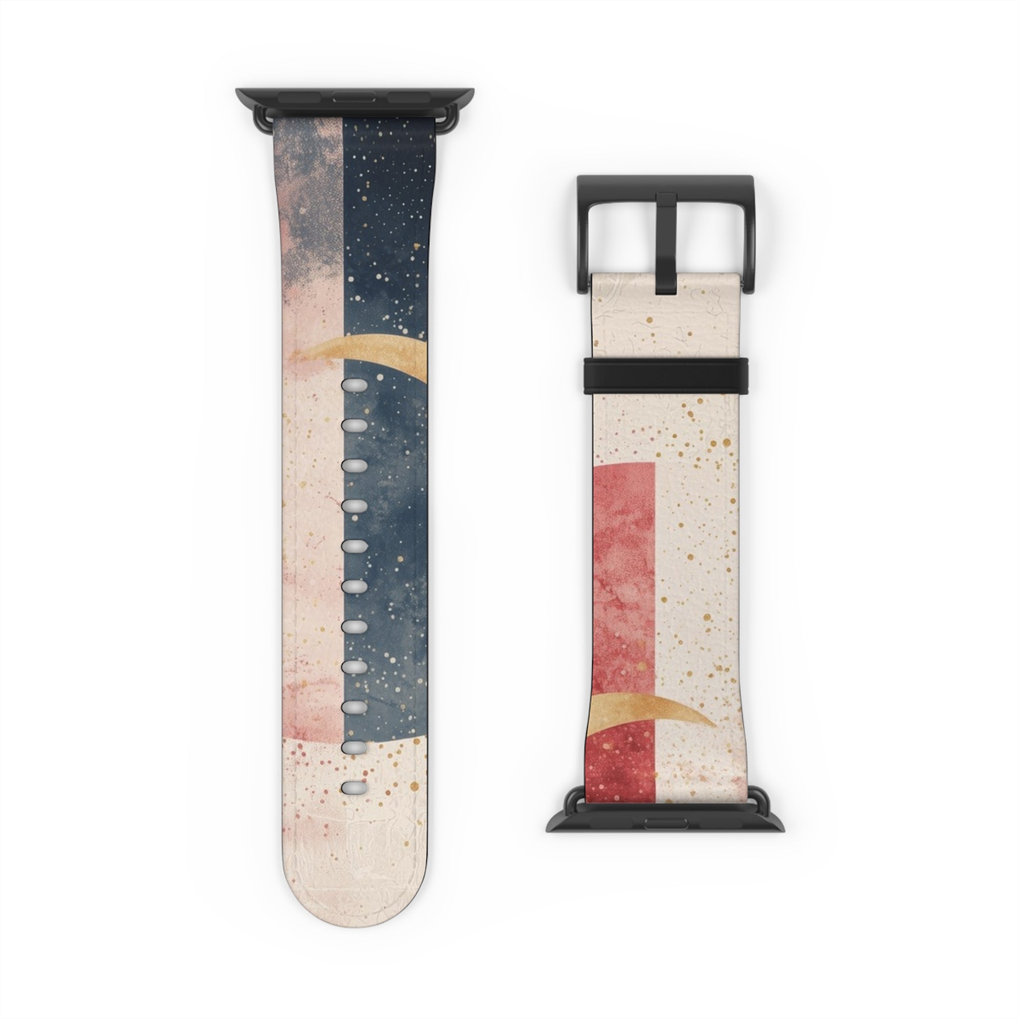 Golden Crescents Crimson - Watch Band