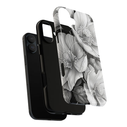 Monochrome Petal Dance iPhone 16 - Tough+