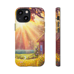 Flower Bushes Wooden House - Protective Phone Case