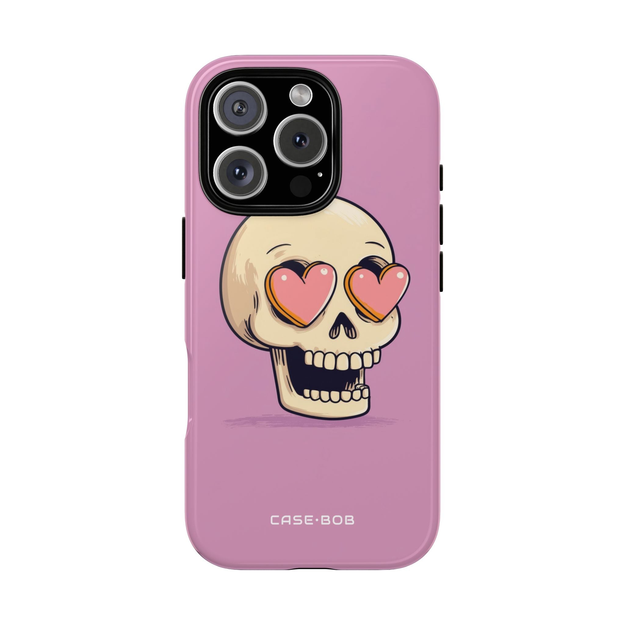 Heart Eyes Skull iPhone 16 Pro Case - Tough