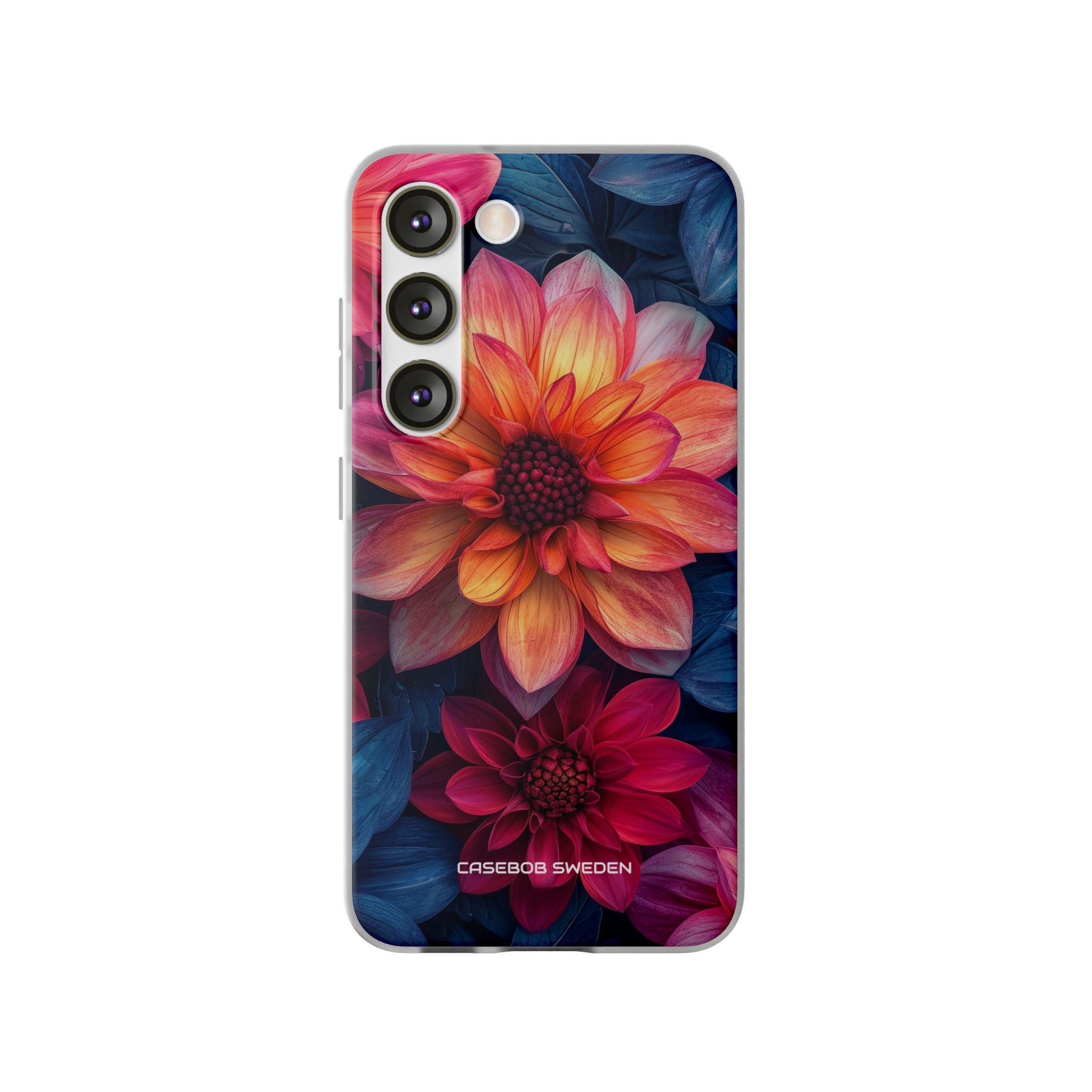 Floral Harmony Orange Blue - Flexi Samsung S23 Phone Case