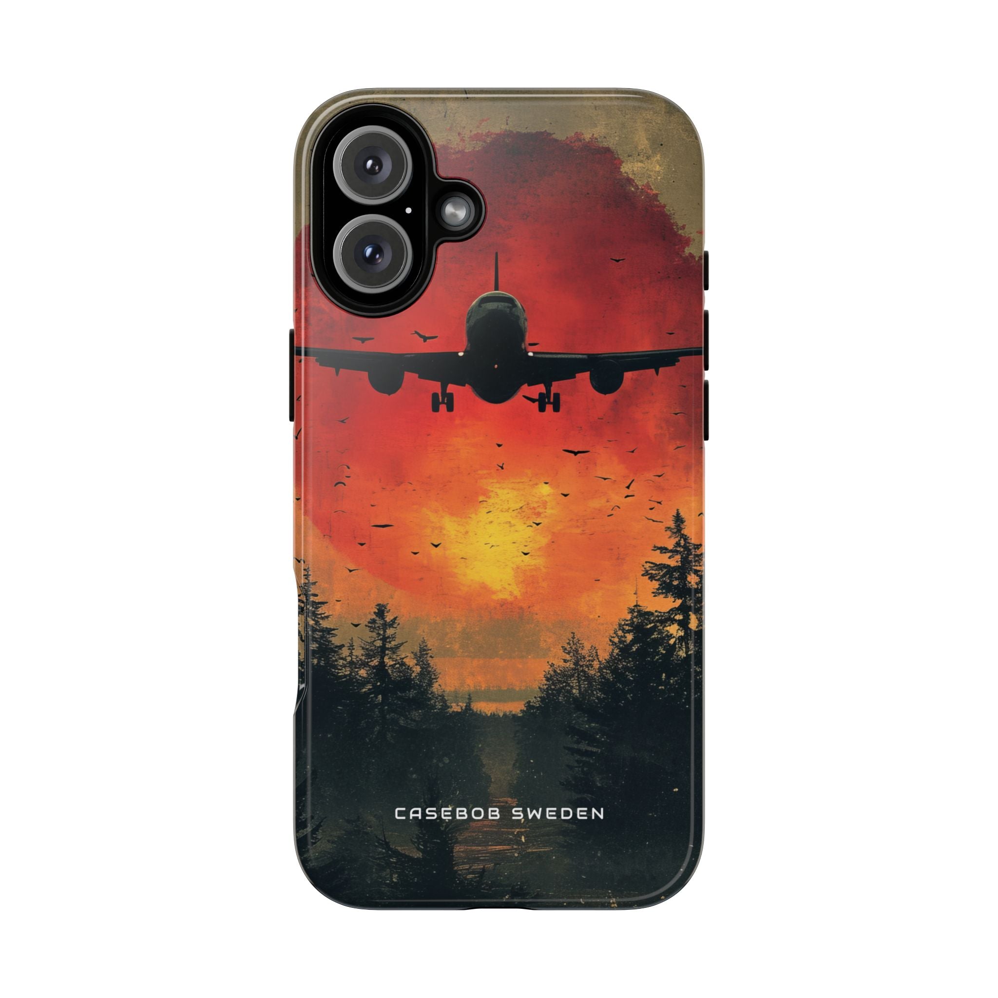 Vintage Sunset Airplane Silhouette iPhone 16 - Tough Phone Case