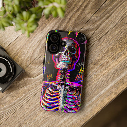 Neon Skeleton Laugh iPhone 16 Pro Case - Tough