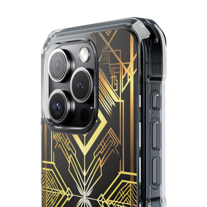 Golden Geometric Opulence iPhone 15 - Clear Impact Phone Case