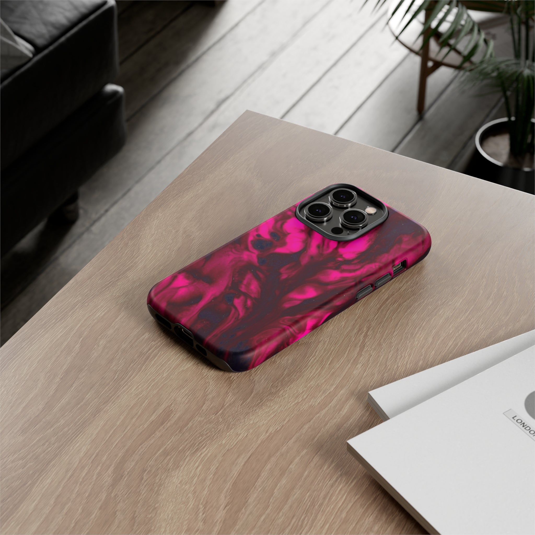 Bright Pink Ink Art iPhone Case (Protective) Phone Case