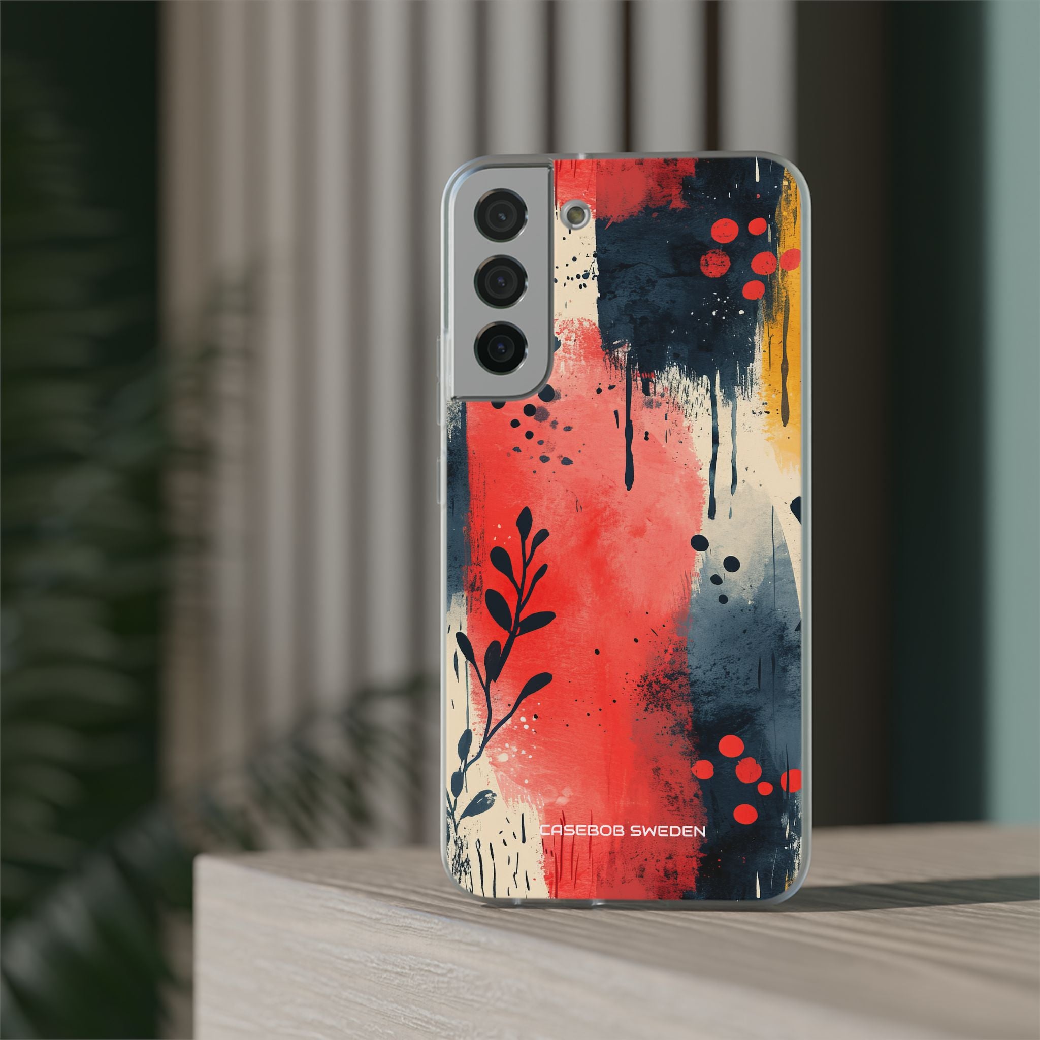 Red Blue Abstract Florals - Flexi Samsung S22 Phone Case