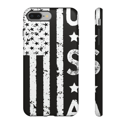 Black n White U.S Flag - Protective Phone Case