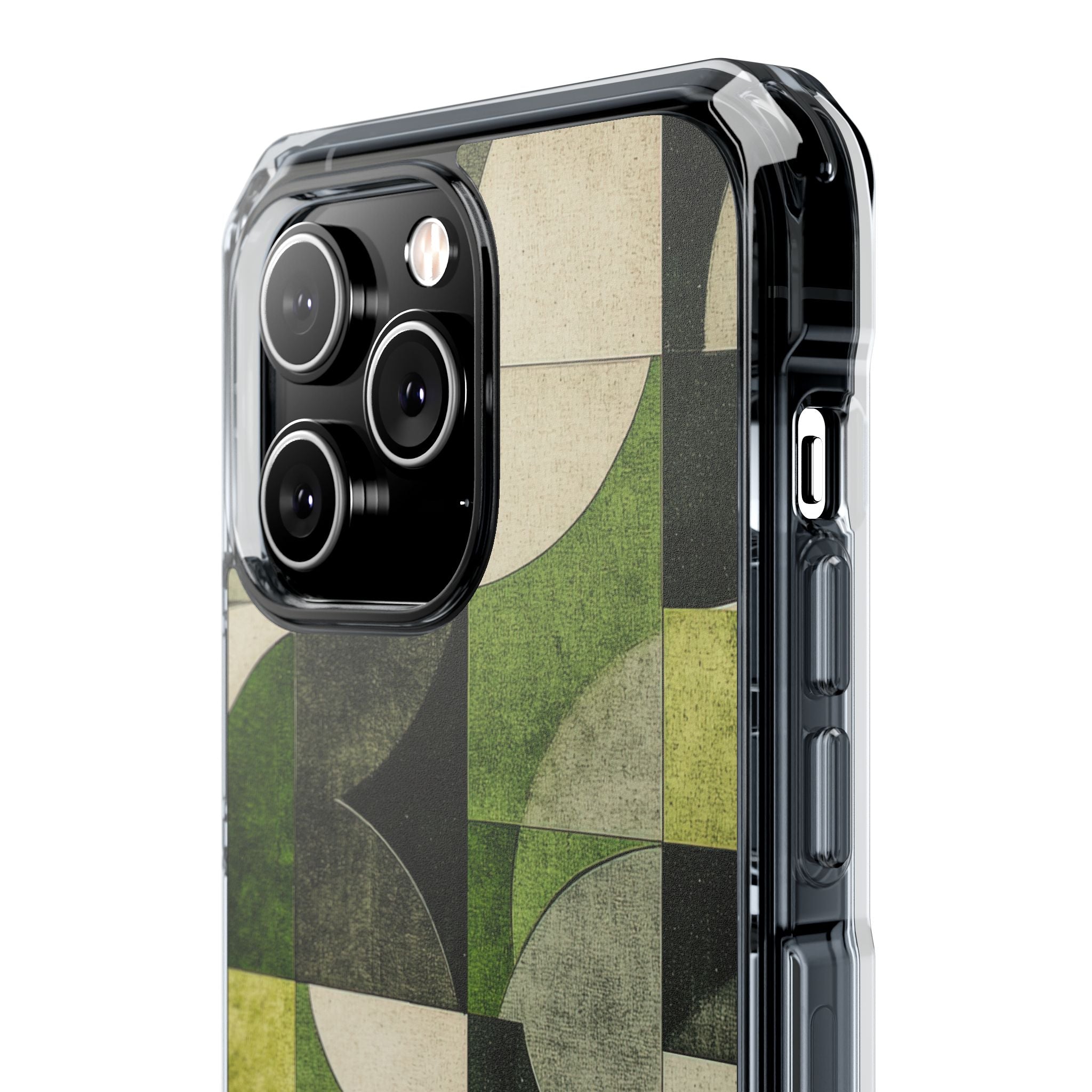 Green Geometric Harmony - Clear Impact iPhone 14 Phone Case