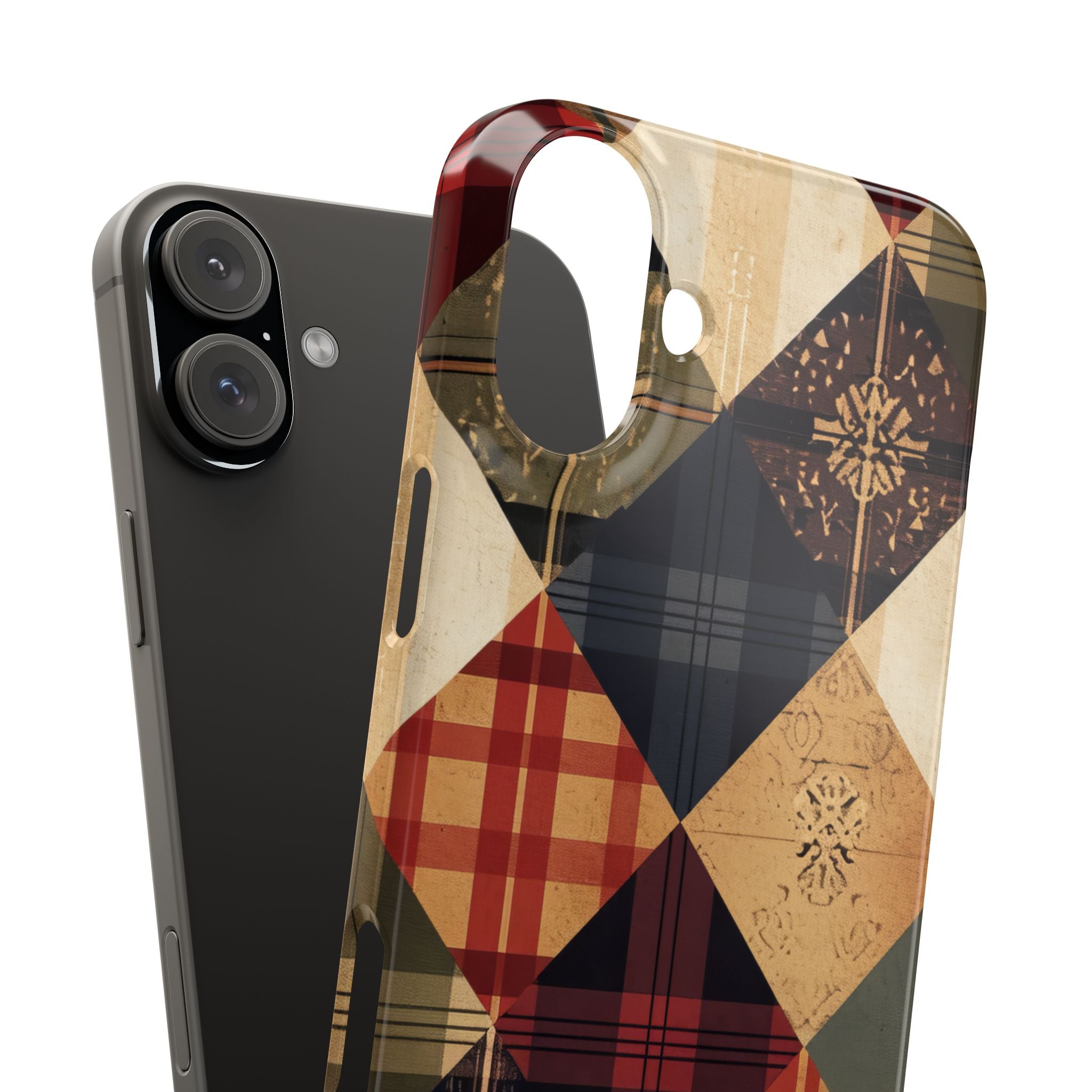 Rustic Geometric Patchwork Harmony iPhone 16 - Slim Phone Case