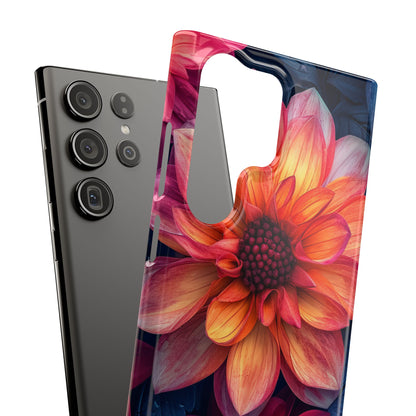 Floral Harmony Orange Blue - Slim Samsung S23 Phone Case