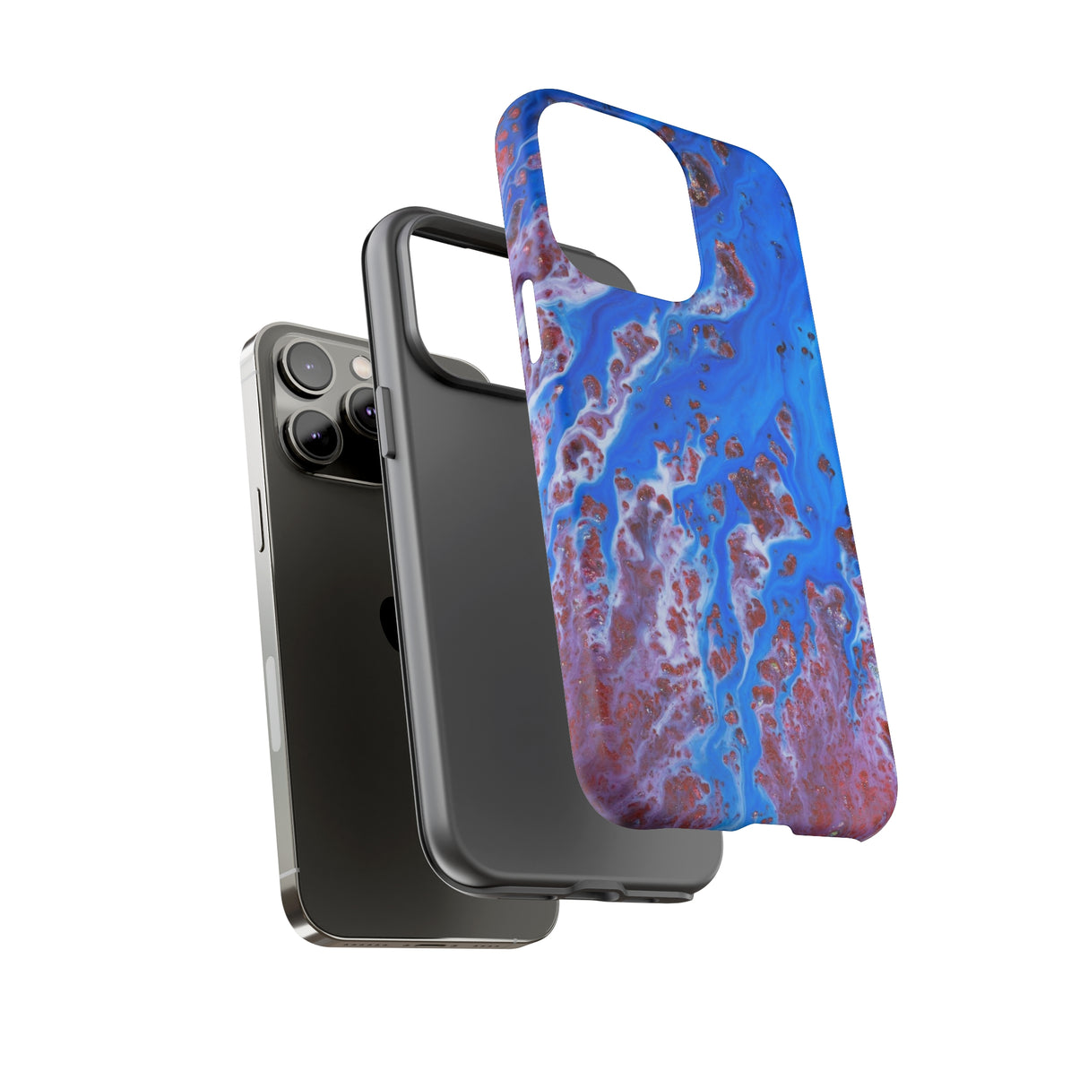 Bright Blue Ink Art iPhone Case (Protective) Phone Case