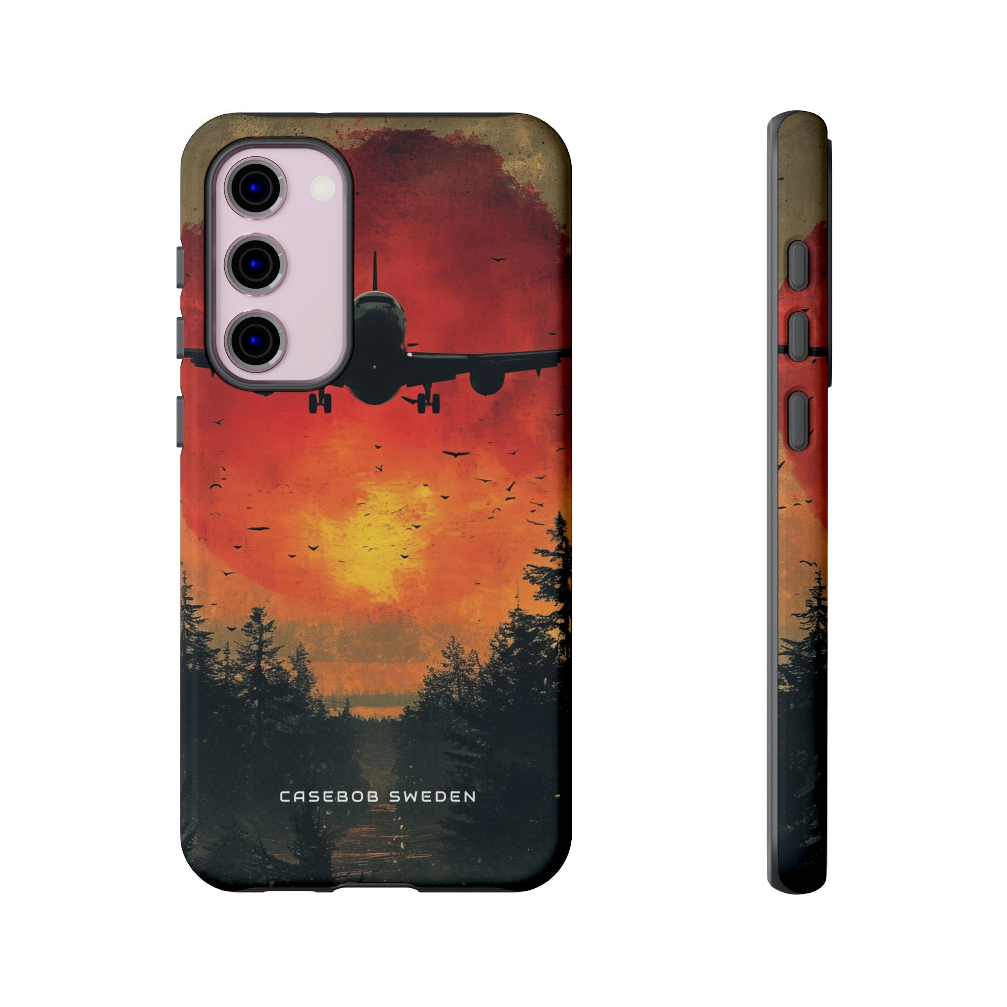 Vintage Sunset Airplane Silhouette Samsung S23 - Tough Phone Case