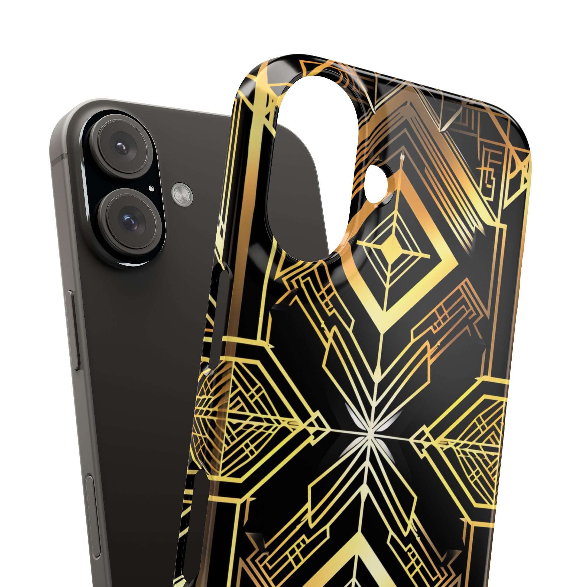 Golden Geometric Opulence iPhone 16 - Slim Phone Case