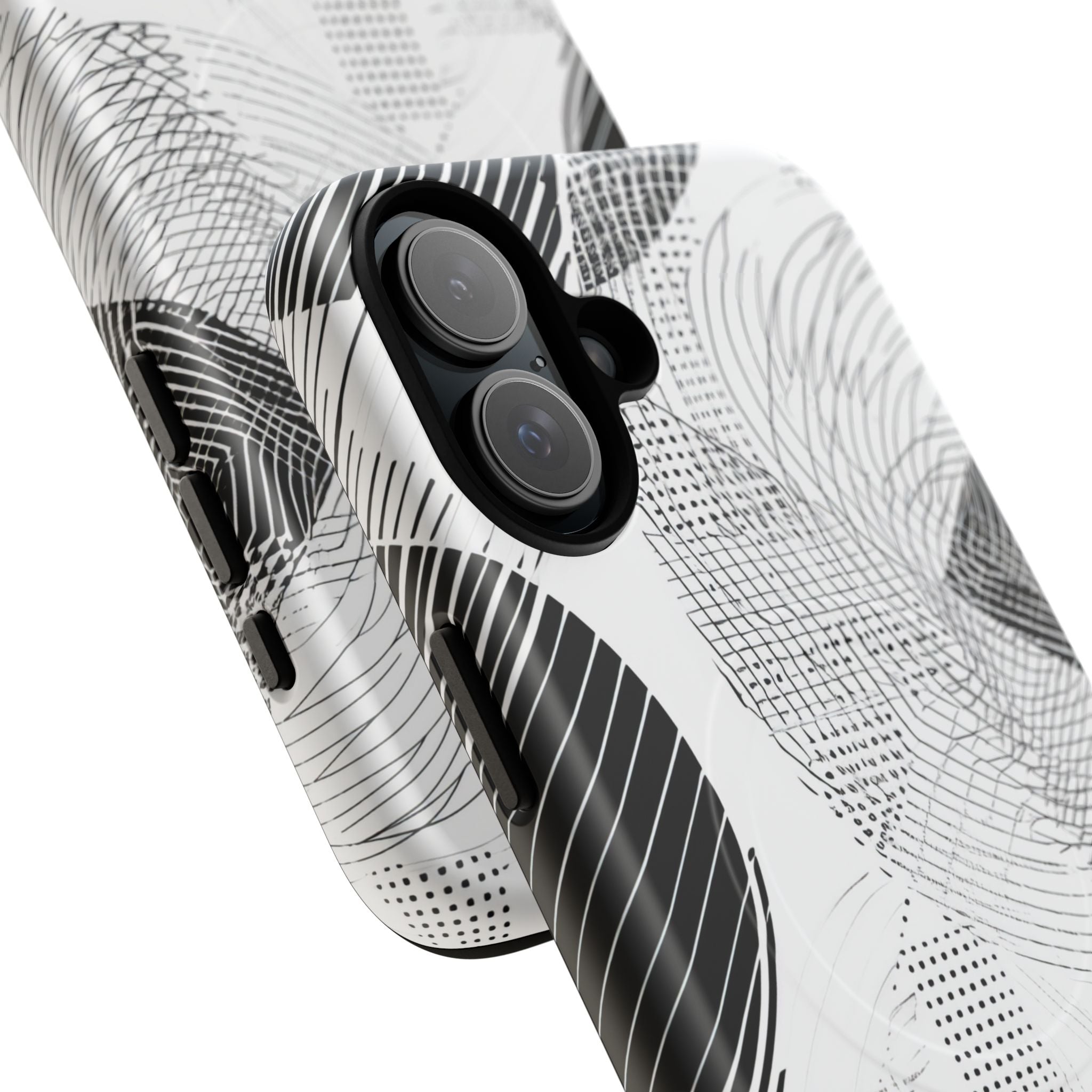 Geometric Monochrome Flow iPhone 16 | Tough+ Phone Case