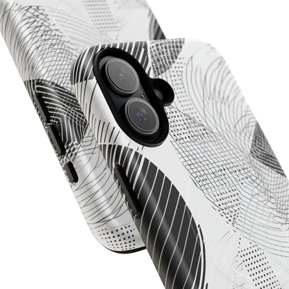 Geometric Monochrome Flow iPhone 16  Tough+ Phone Case