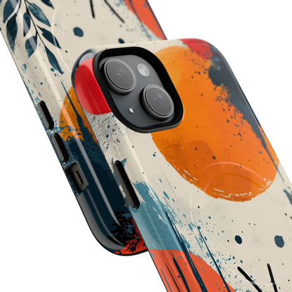 Orange Blue Splash - Tough + MagSafe® iPhone 15 Phone Case