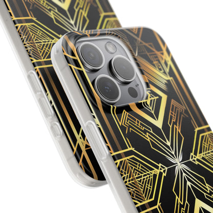 Golden Geometric Opulence iPhone 15 - Flexi Phone Case