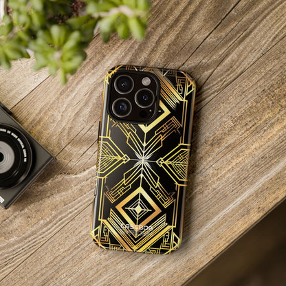 Golden Geometric Symphony iPhone 16 - Tough