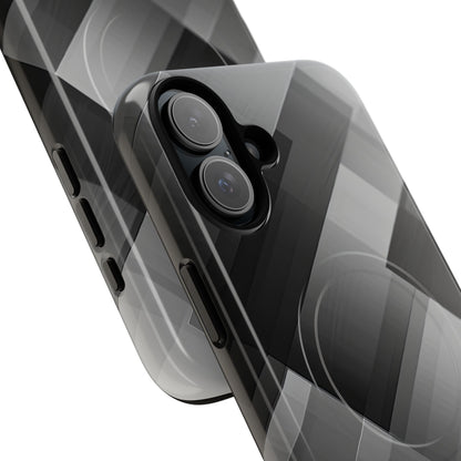 Grayscale Geometric Layers iPhone 16 - Tough+