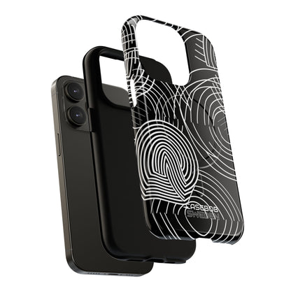 Monochrome Spiral Curves iPhone 14 - Tough+