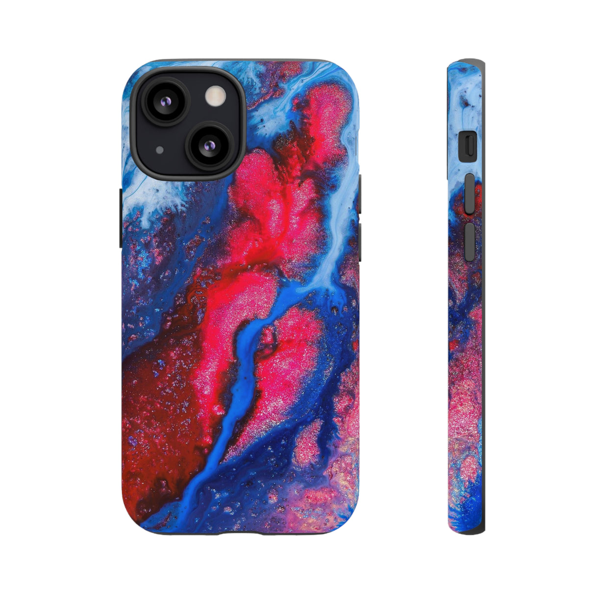 Red n Blue Ink Art iPhone Case (Protective) iPhone 13 Mini Matte Phone Case