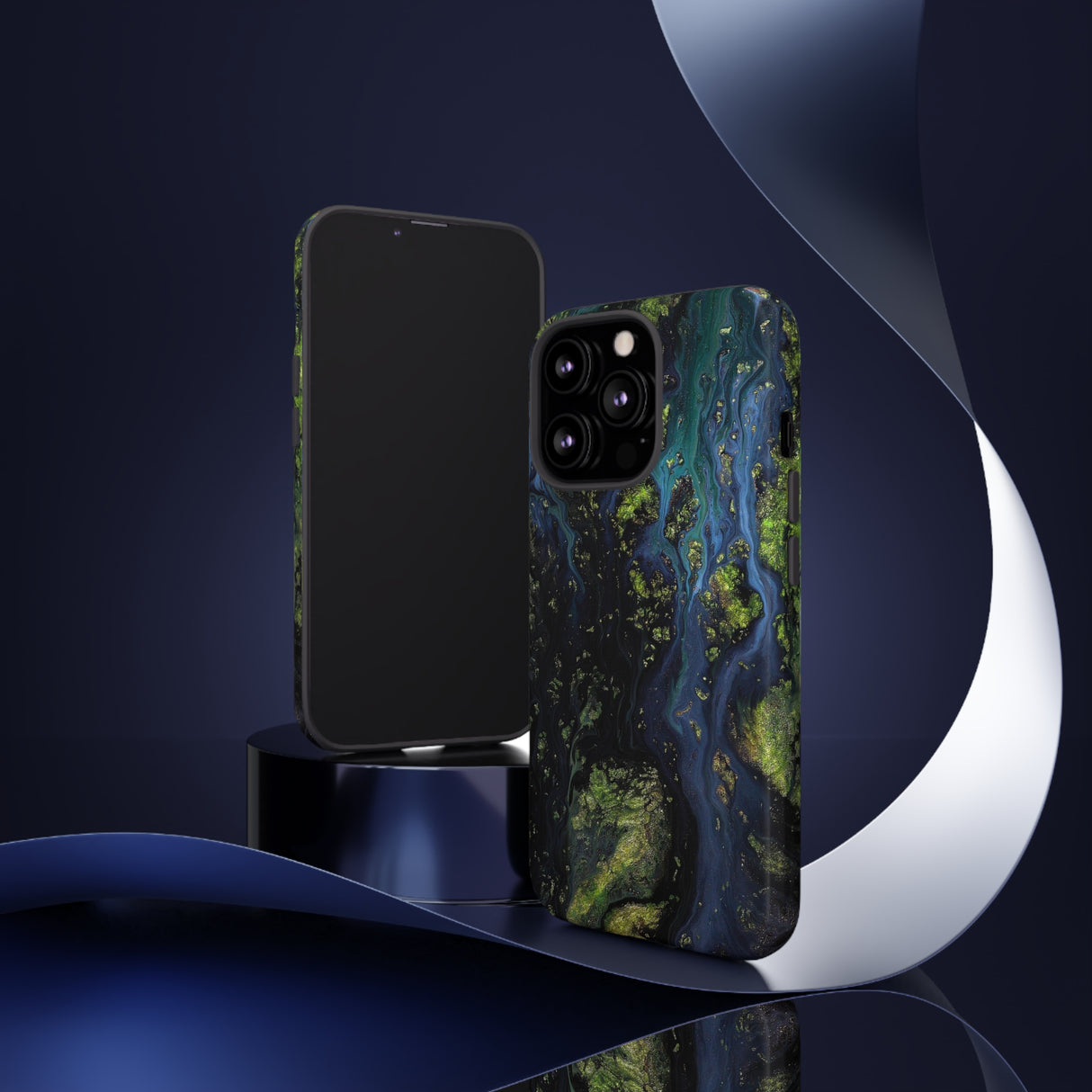 Blue Cosmos Ink Art iPhone Case (Protective) Phone Case