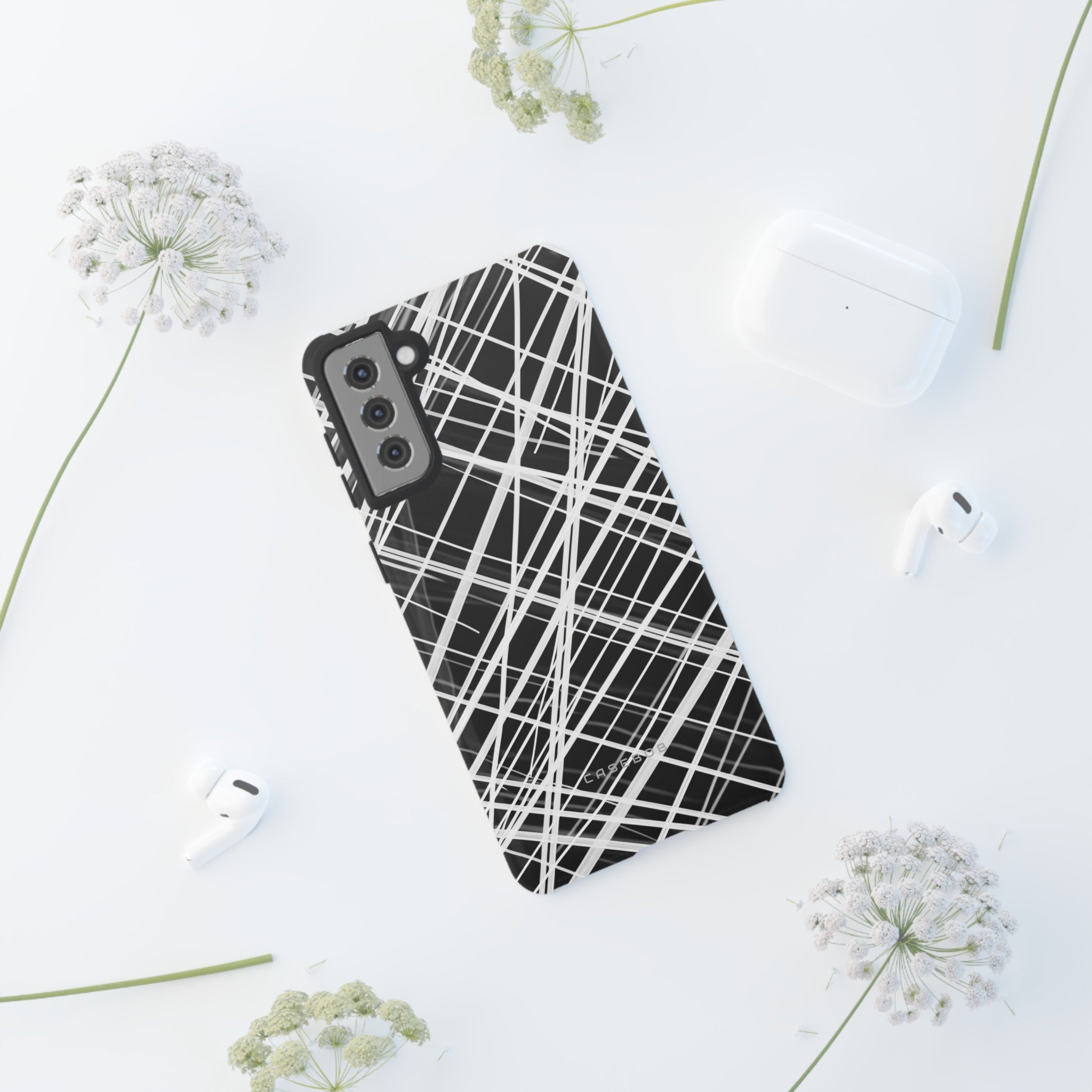 White Line Elegance - Protective Phone Case