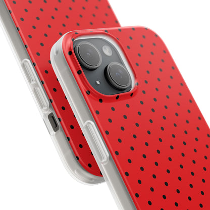 Crimson Dot Matrix iPhone 15 Case - Soft