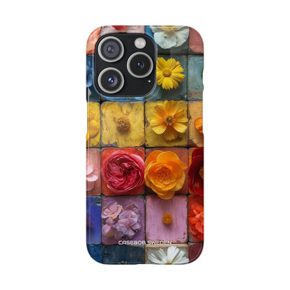 Vibrant Floral Tiles - Slim iPhone 15 Phone Case