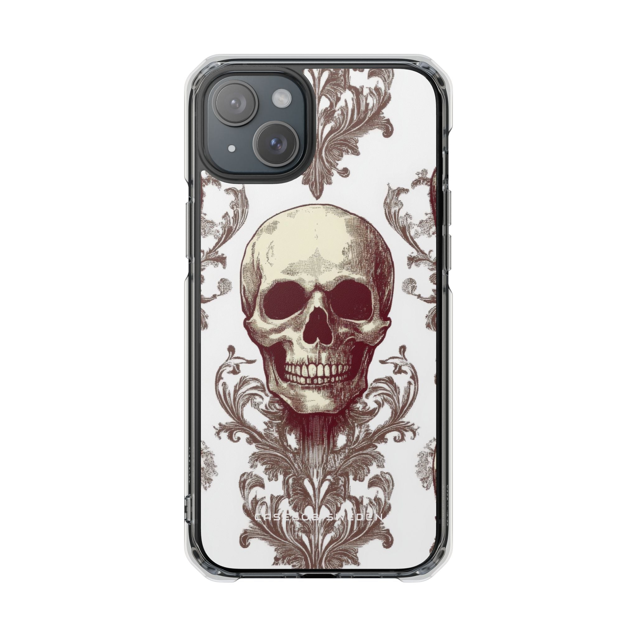 Gothic Skulls and Ornate Foliage iPhone 15 - Clear Impact Phone Case