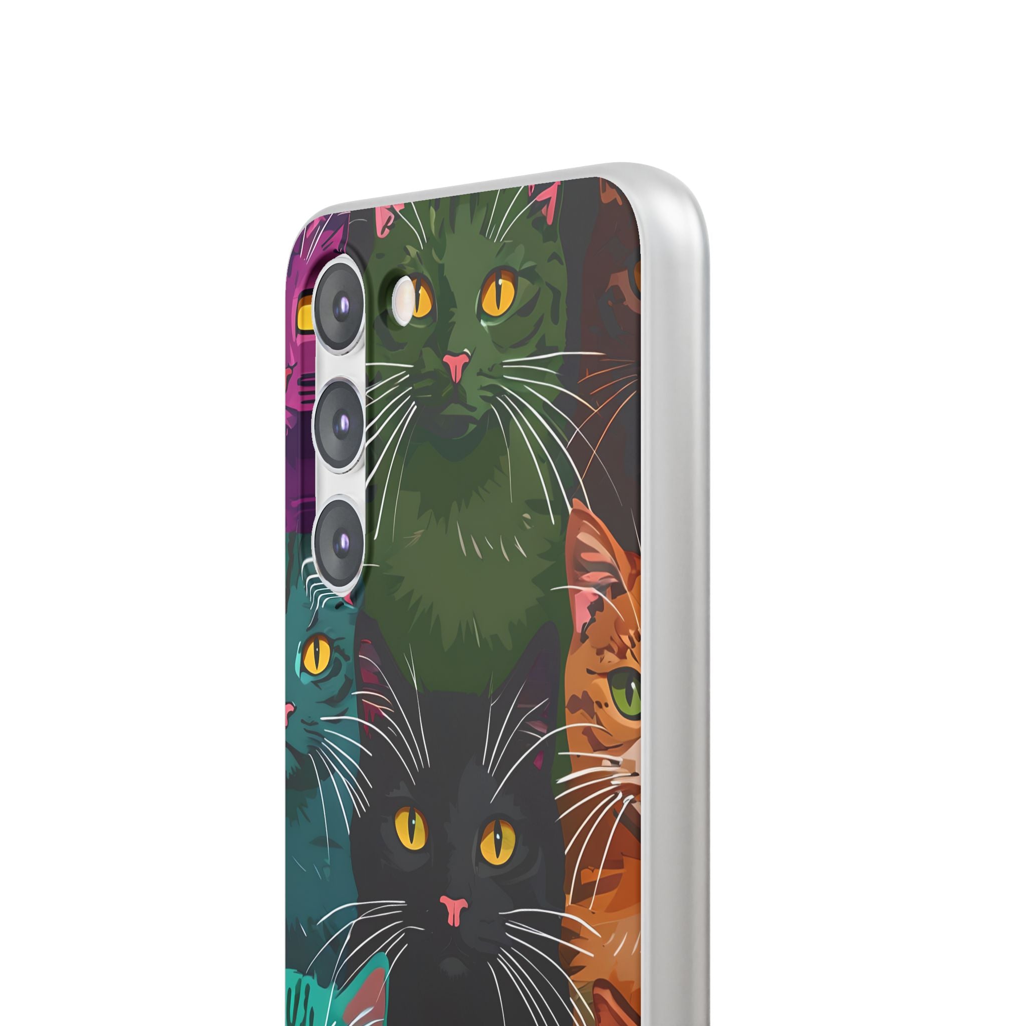 Teal Cat Grid Samsung S23 Plus Case - Soft