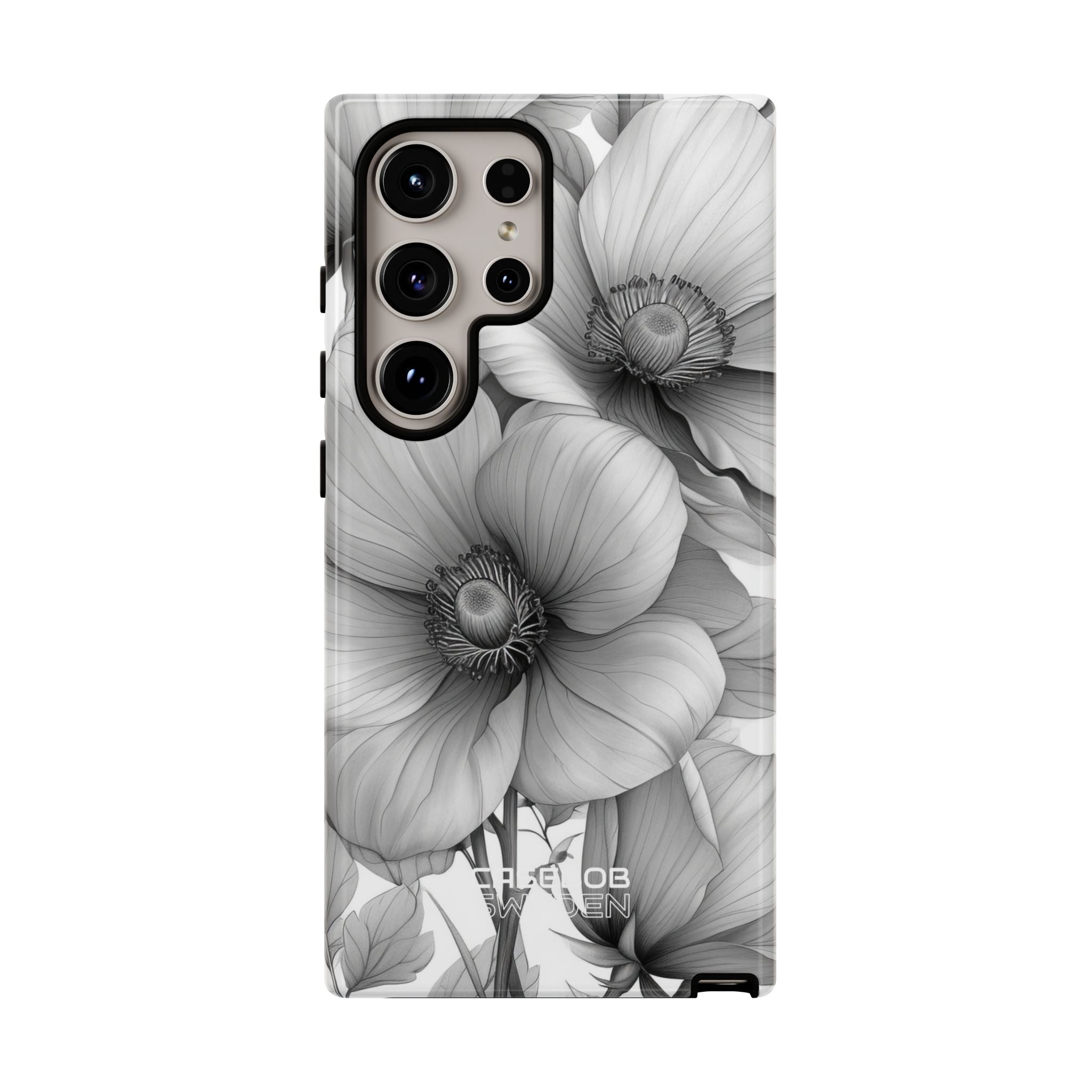 Grayscale Floral Harmony Samsung S24 - Tough