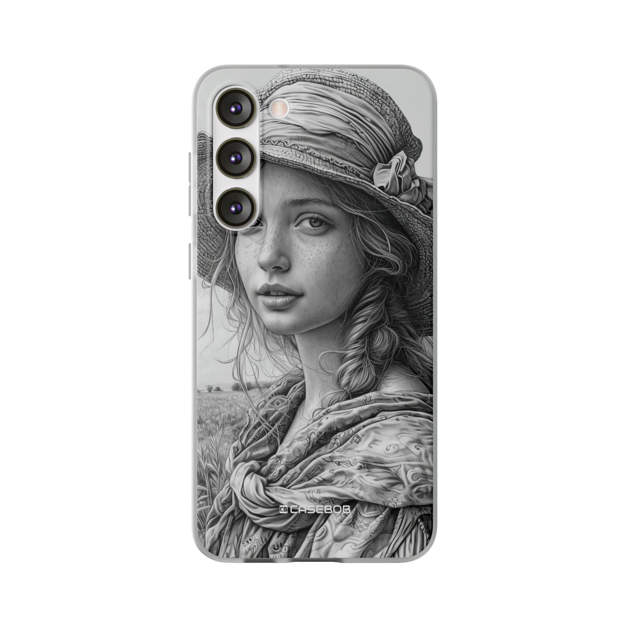 Serene Sketch Portrait | Flexible Phone Case for Samsung Galaxy