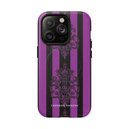 Gothic Elegance with Vertical Stripes and Ornamental Motifs iPhone 14  Tough+ Phone Case