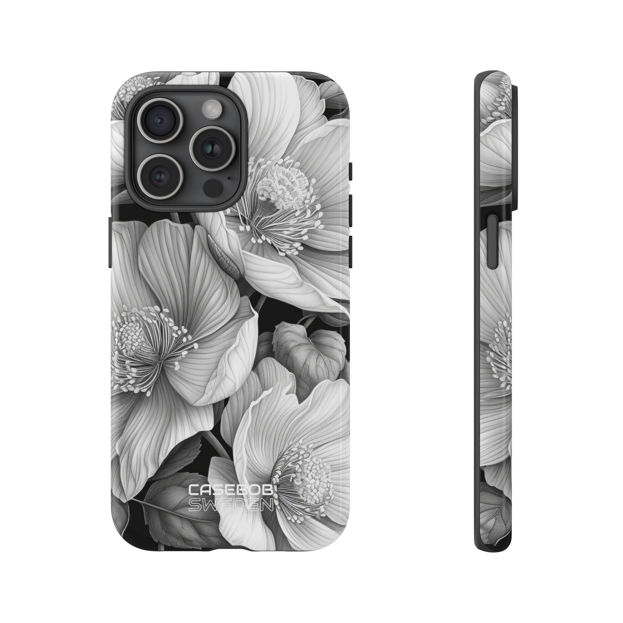 Monochrome Petal Dance iPhone 15 – Robust