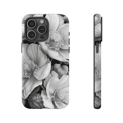 Monochrome Petal Dance iPhone 15 – Robust