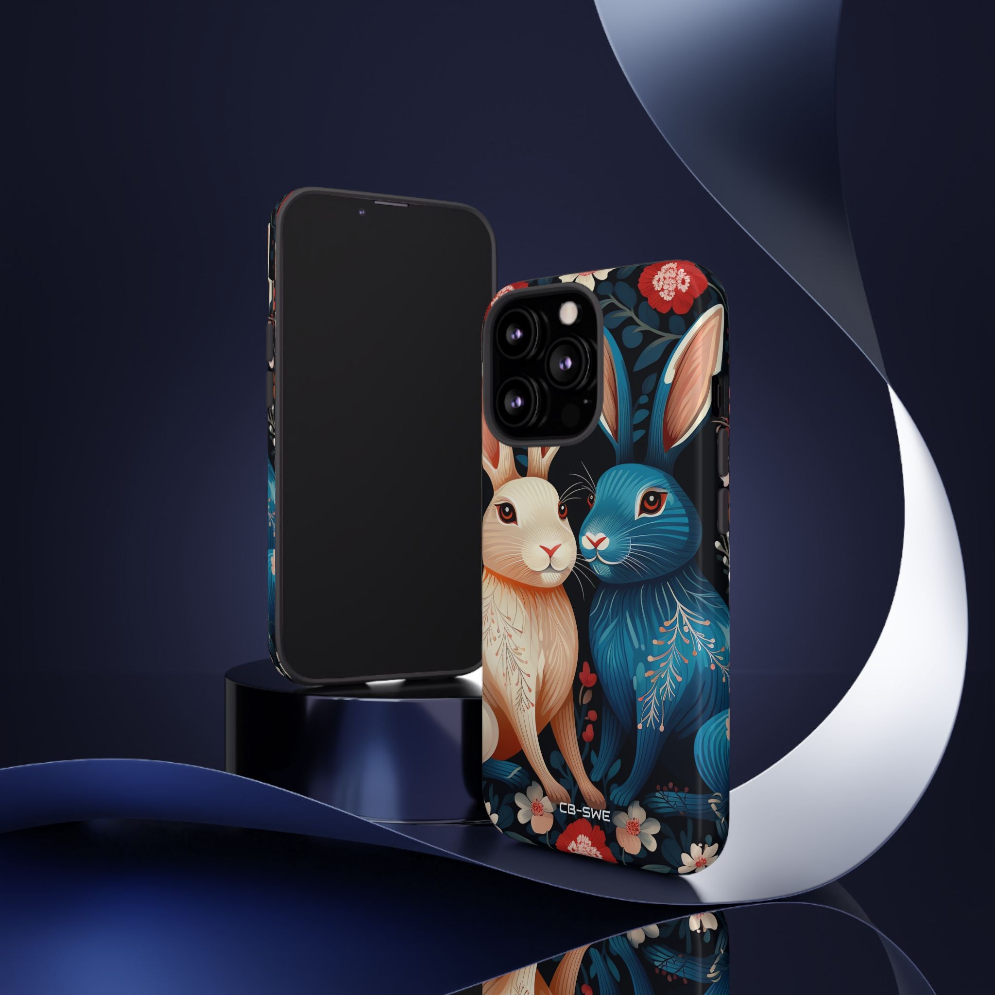 Rabbits Embrace Blossoms - iPhone Case