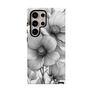 Botanical Elegance in Grayscale - For Samsung S24