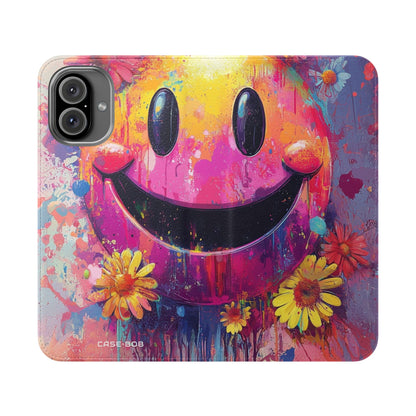 Smiley Bloom Drip - iPhone 16 Plus Case - Wallet