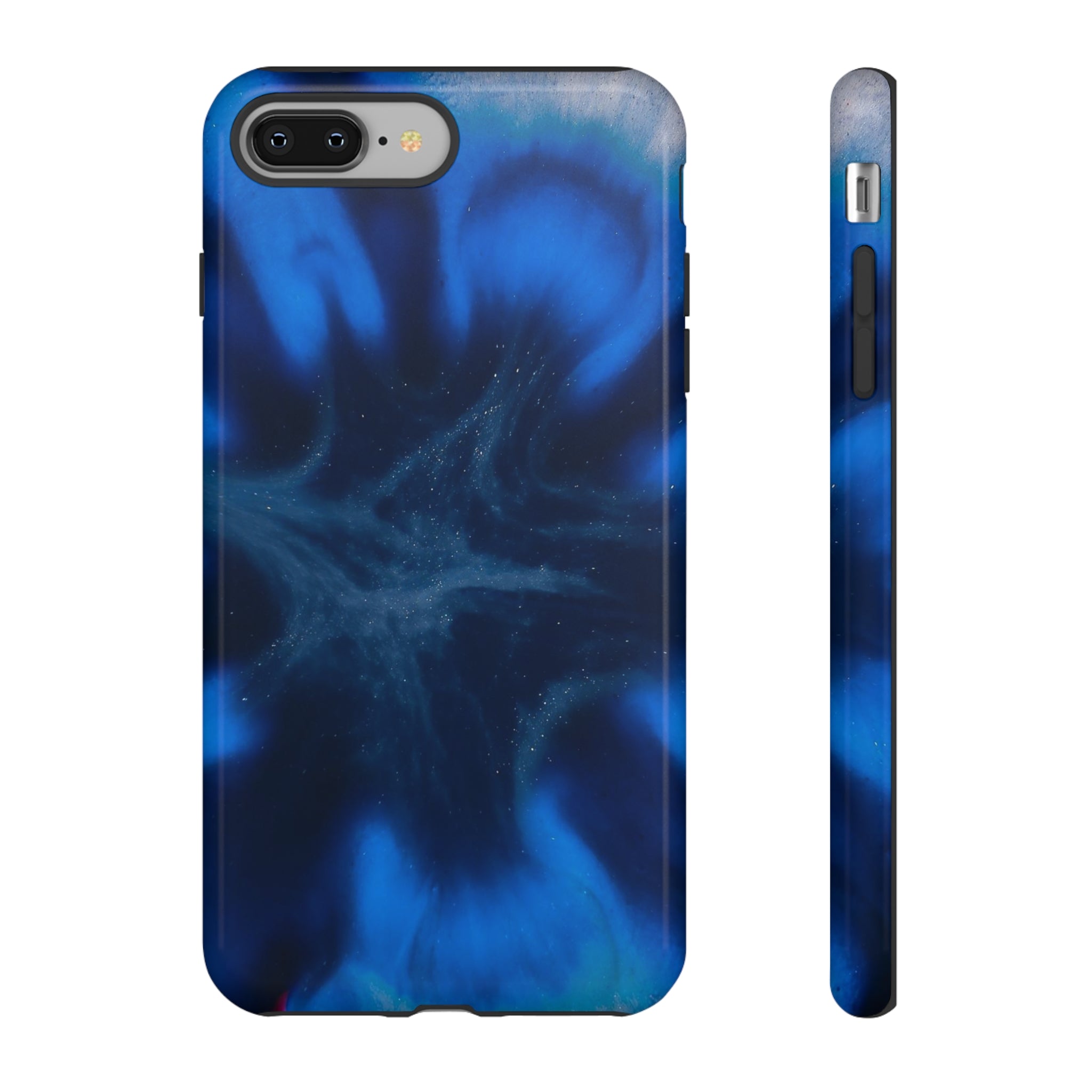 Blue Star Marble Ink Art iPhone Case (Protective) iPhone 8 Plus Glossy Phone Case