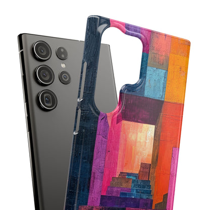 Pink Orange Geometry - Slim Samsung S23 Phone Case