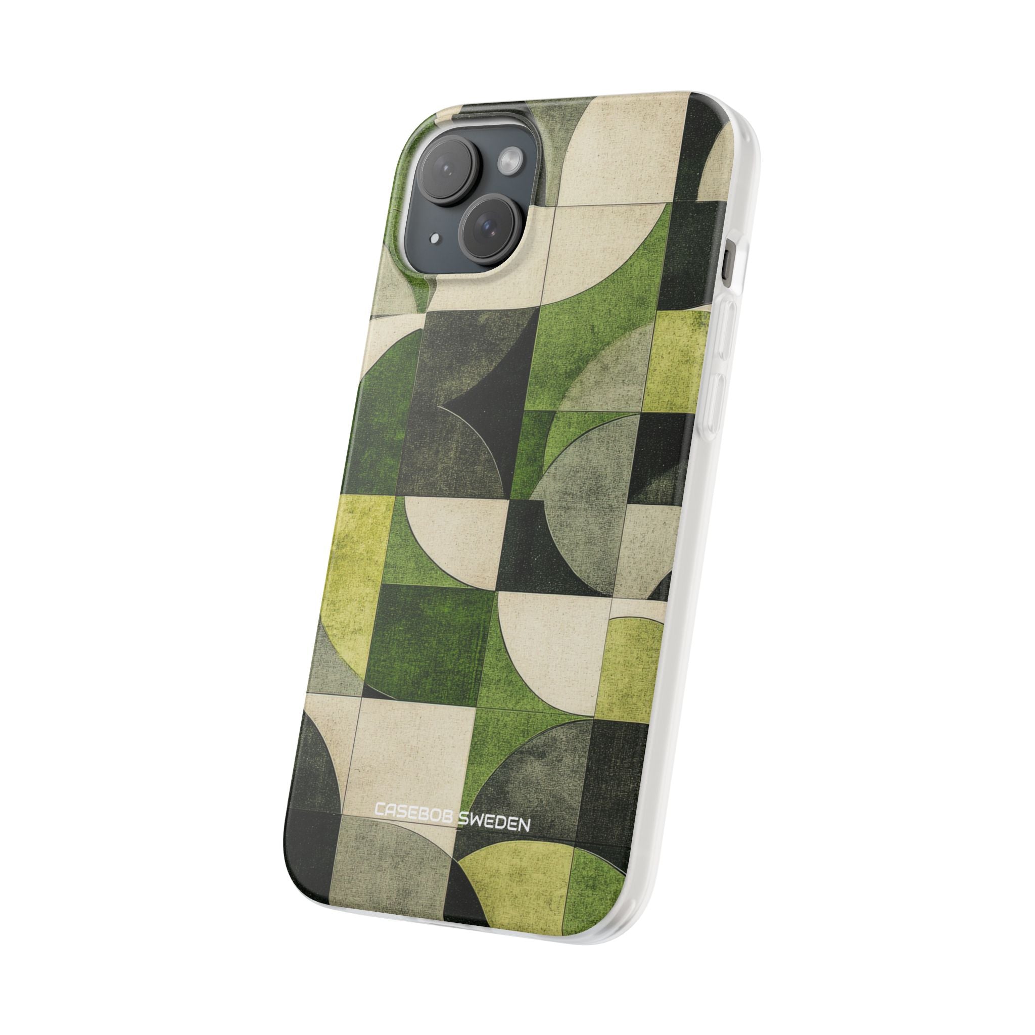 Green Geometric Harmony - Flexi iPhone 15 Phone Case